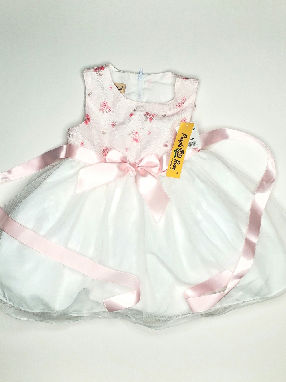 24 Month Pink & White, Lace & Tulle Girls Dress